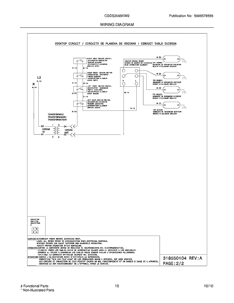 WIRING DIAGRAM Diagram and Parts List for CGDS3065KW2  Frigidaire Range