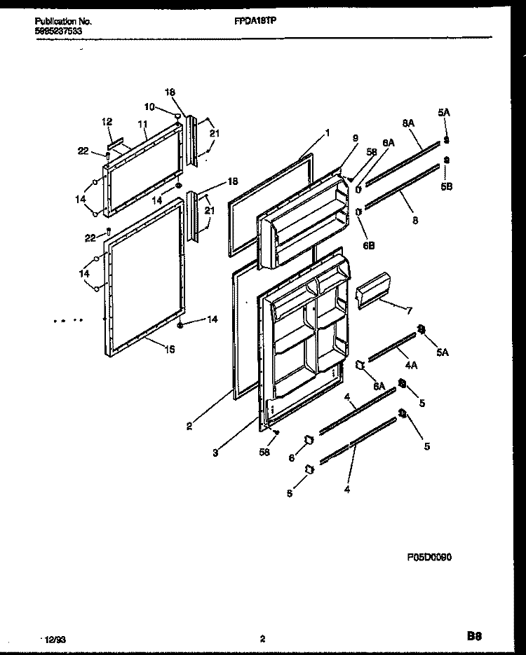 DOOR PARTS Diagram and Parts List for FPDA18TPW2  Frigidaire Refrigerator