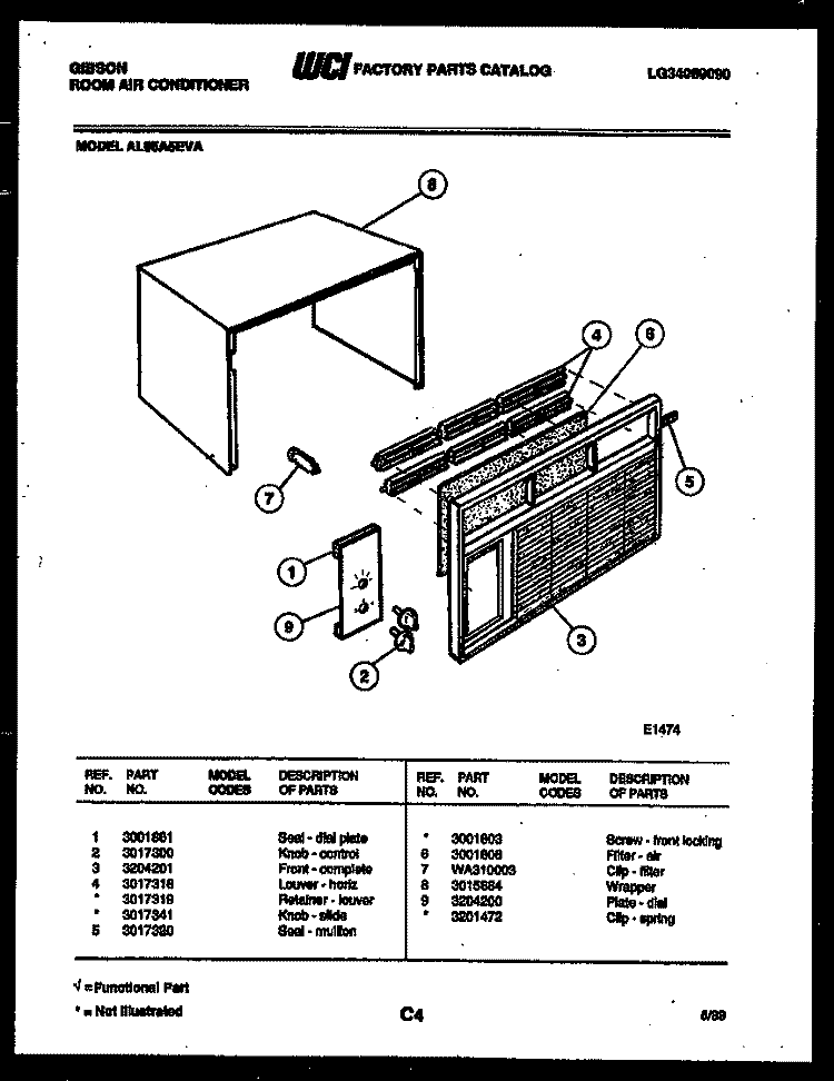 CABINET PARTS Diagram and Parts List for AL05A5EVA  Gibson Air Conditioner