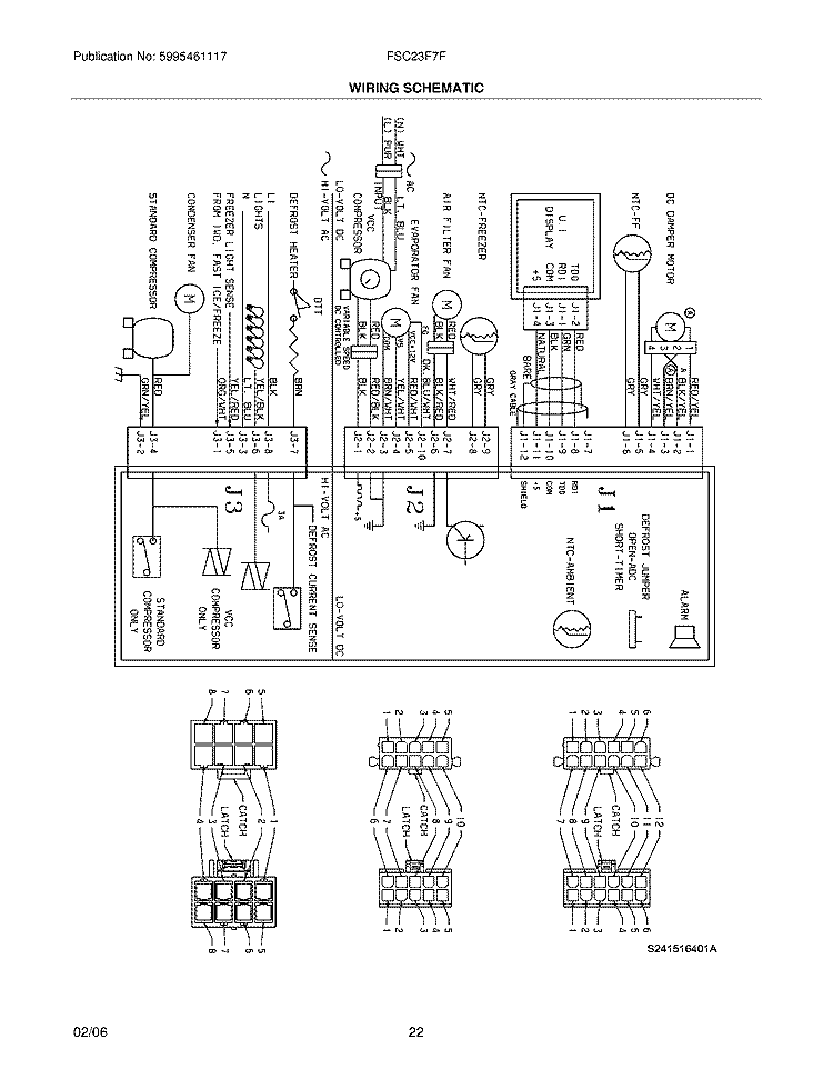 WIRING SCHEMATIC Diagram and Parts List for FSC23F7FB0  Frigidaire Refrigerator