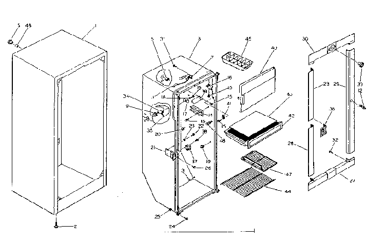 Cabinet Parts Diagram and Parts List for 253T9CL  Kenmore Refrigerator