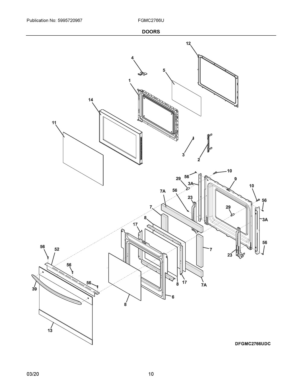 Doors Diagram and Parts List for FGMC2766UFC  Frigidaire Microwave