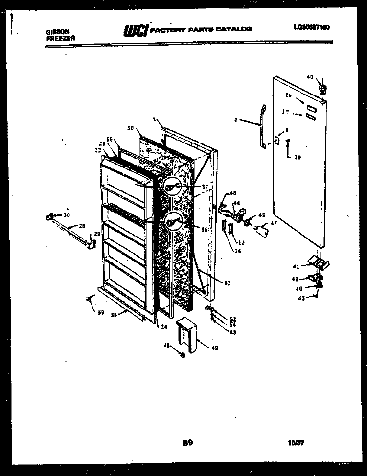 DOOR PARTS Diagram and Parts List for FV16F5WSFD  Gibson Freezer
