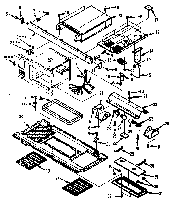 Grill And Duct Parts-a Diagram and Parts List for 5648765380  Kenmore Microwave