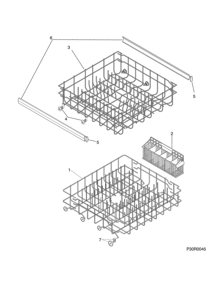 Racks Diagram and Parts List for WWBD2400HW8B  Westinghouse Dishwasher