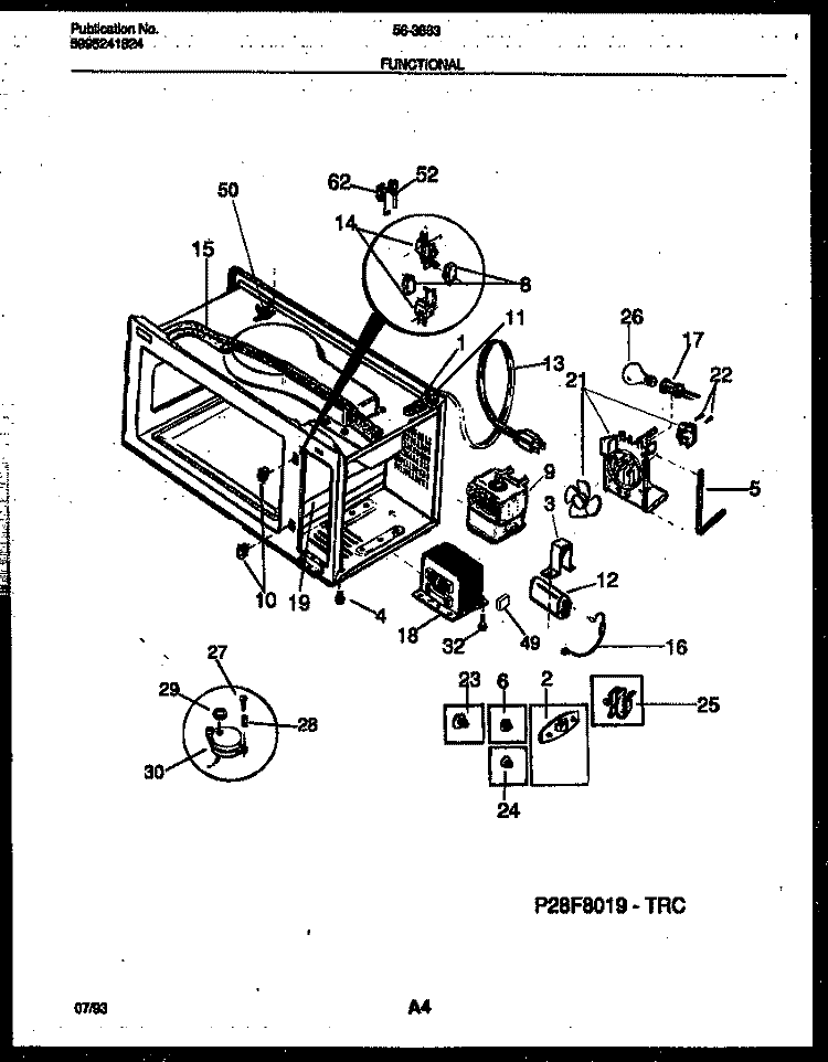 FUNCTIONAL PARTS Diagram and Parts List for 56-3863-10-01  Tappan Microwave