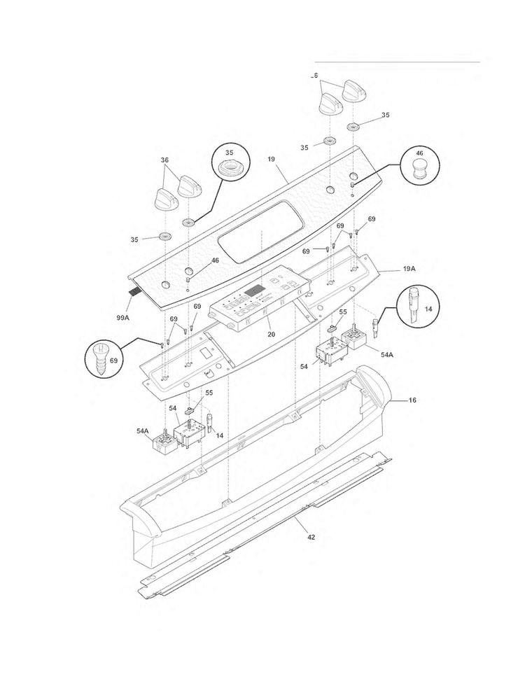 Backguard Diagram and Parts List for FFES3027LSE  Frigidaire Range