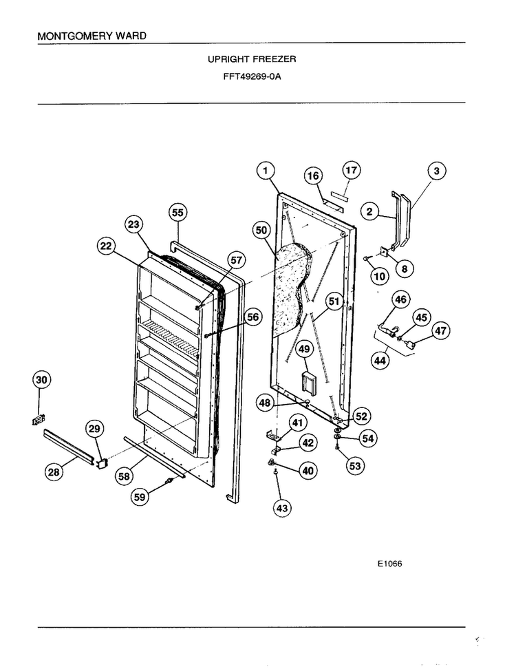 Upright Freezer Diagram and Parts List for 49269A  Frigidaire Freezer