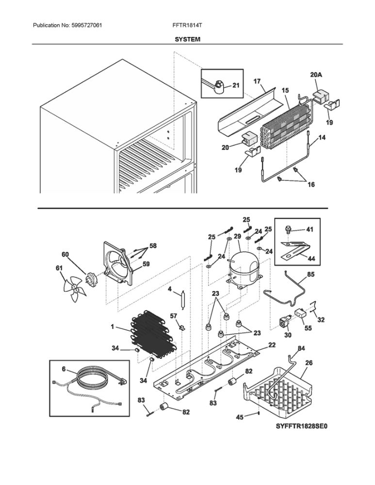 System Diagram and Parts List for FFTR1814TBJ  Frigidaire Refrigerator