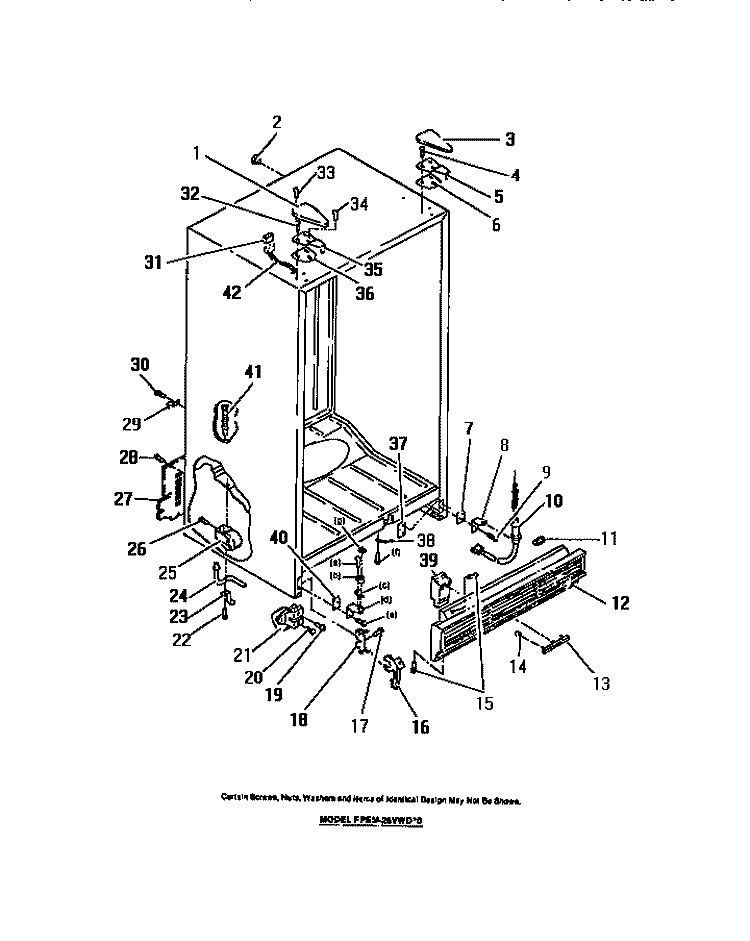 CABINET Diagram and Parts List for FPEM26VWDW0  Frigidaire Refrigerator