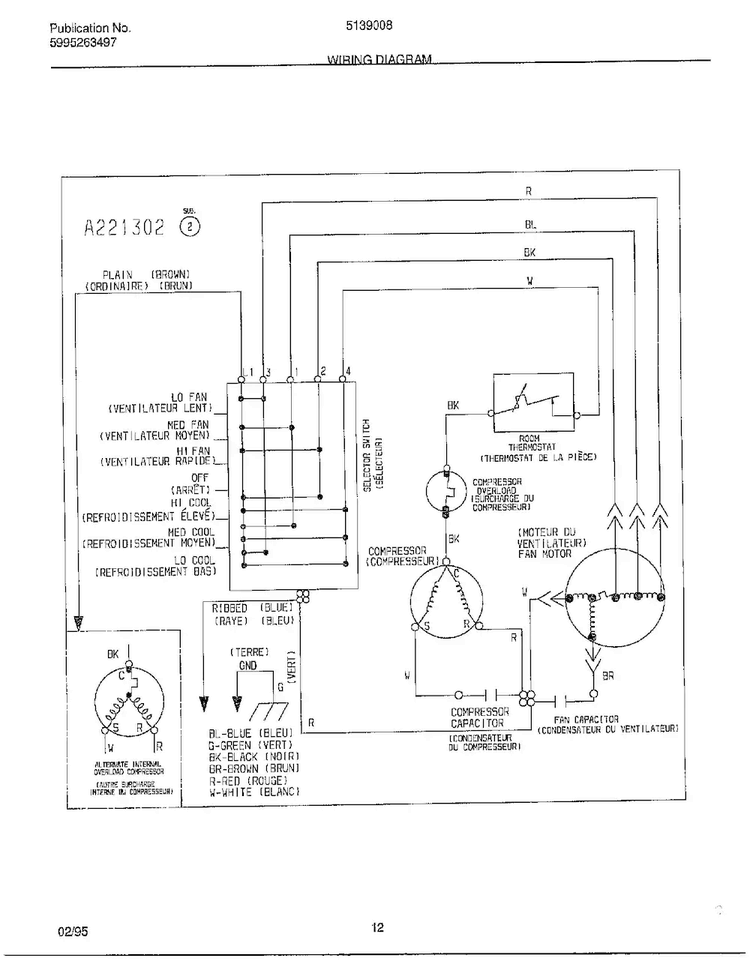 Wiring Diagram Diagram and Parts List for 5139008A  Frigidaire Air Conditioner