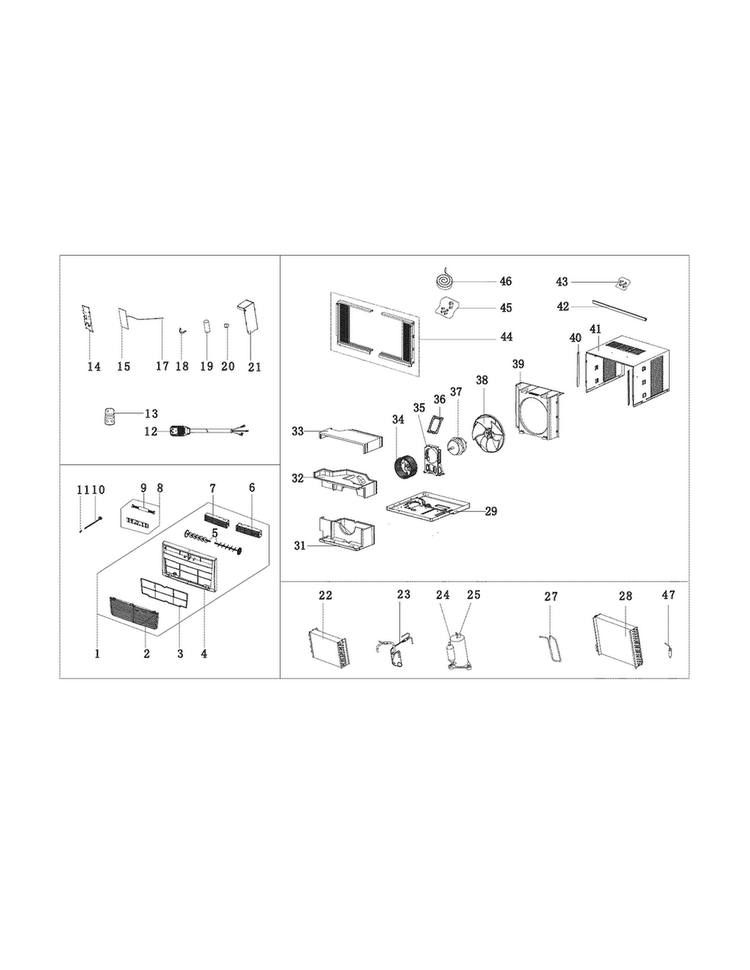Recommended Spare Parts Diagram and Parts List for CRA106CV115  Frigidaire Air Conditioner