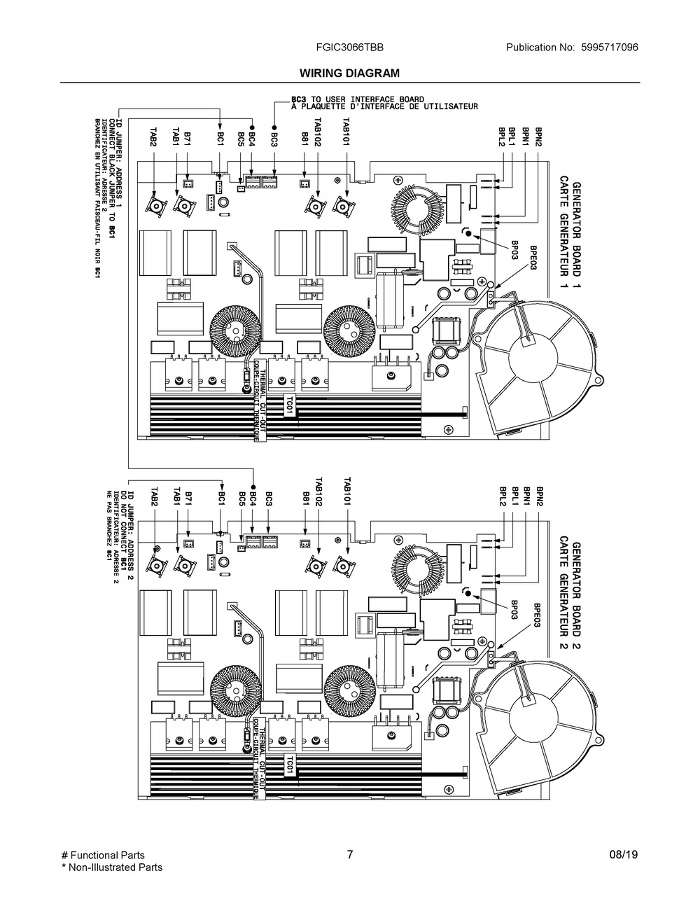 Wiring Diagram Diagram and Parts List for FGIC3066TBB  Frigidaire Cooktop