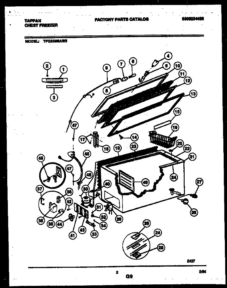 CHEST FREEZER PARTS Diagram and Parts List for TFC25M6AW0  Tappan Freezer