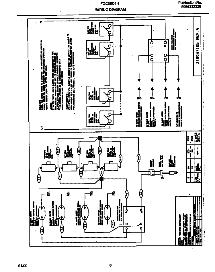 WIRING DIAGRAM Diagram and Parts List for FGC36C4HCA  Frigidaire Cooktop