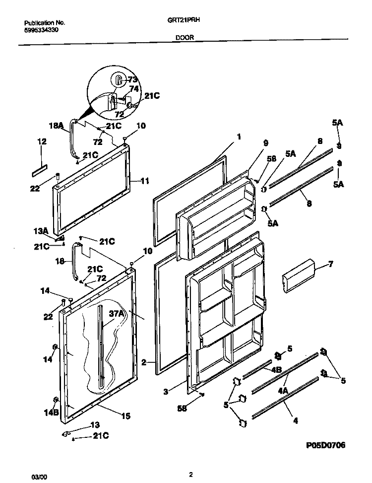 DOORS Diagram and Parts List for GRT21PRHD4  Gibson Refrigerator