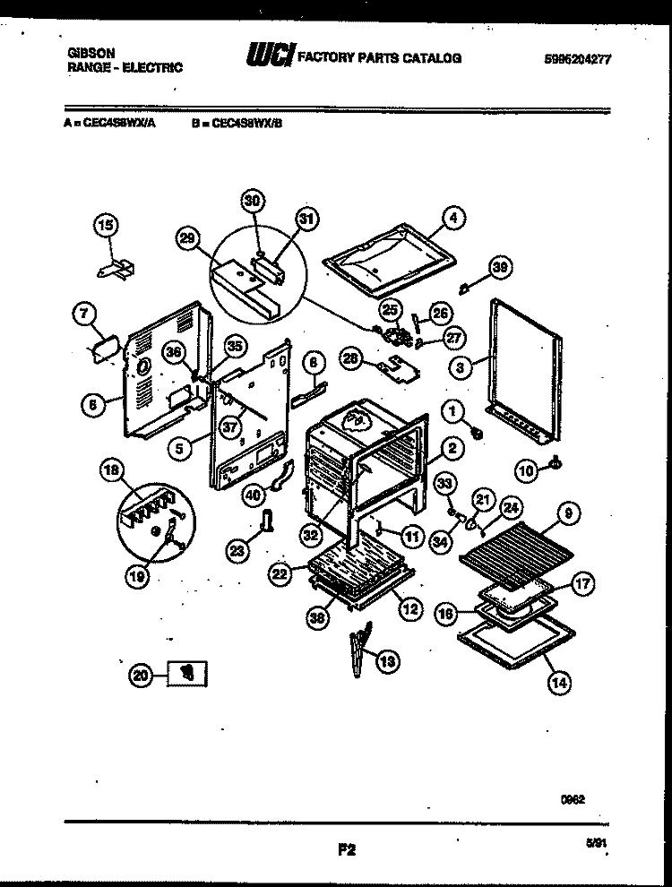 BODY PARTS Diagram and Parts List for CEC4S8WXB  Gibson Range