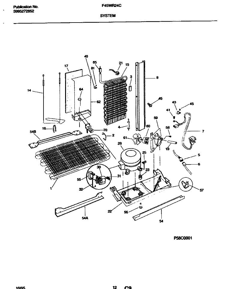 SYSTEM Diagram and Parts List for F45WR24CD1  Frigidaire Refrigerator