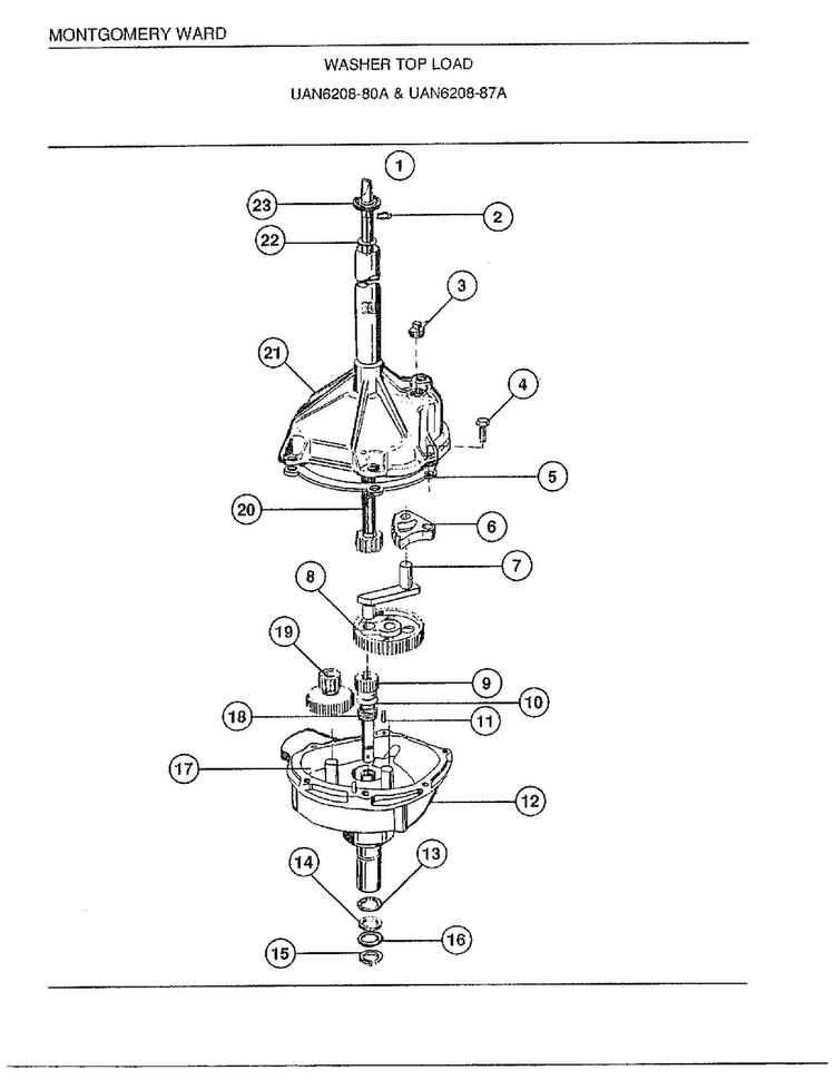 Washer Top Load Page 8 Diagram and Parts List for 6208A  Frigidaire Washer