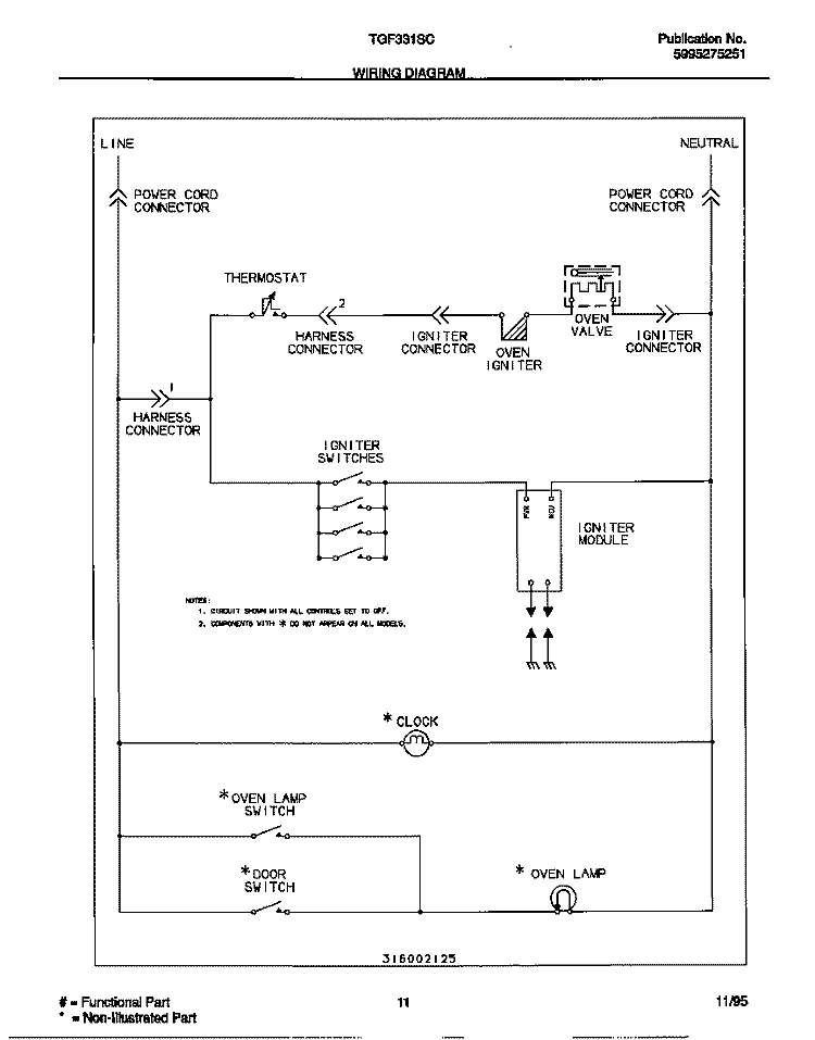 WIRING DIAGRAM Diagram and Parts List for TGF331SCWB  Tappan Range