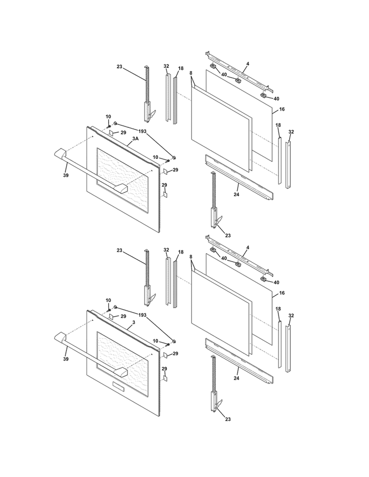 Doors Diagram and Parts List for E30EW85GPS7  Electrolux Wall Oven