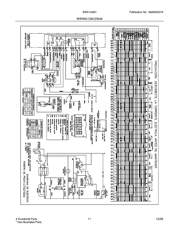 WIRING DIAGRAM Diagram and Parts List for SWS1649HQ1  Westinghouse Washer