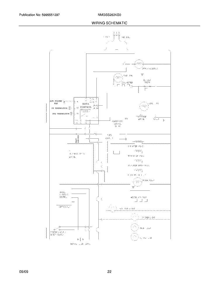 WIRING SCHEMATIC Diagram and Parts List for NMGSS263KS0  Frigidaire Refrigerator