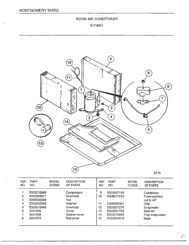 Room Air Conditioner Page 3 Diagram and Parts List for 5174001  Frigidaire Air Conditioner