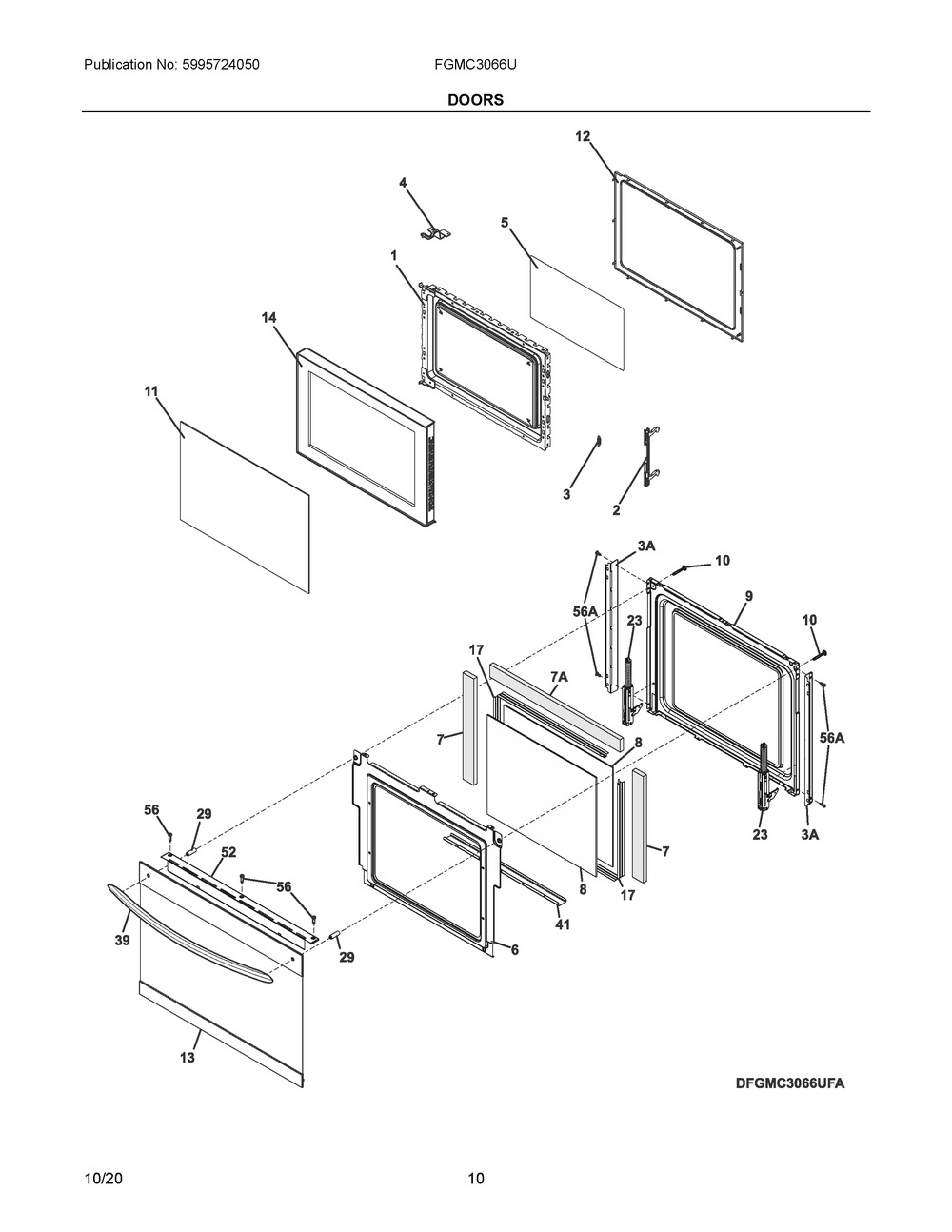 Doors Diagram and Parts List for FGMC3066UDB  Frigidaire Microwave