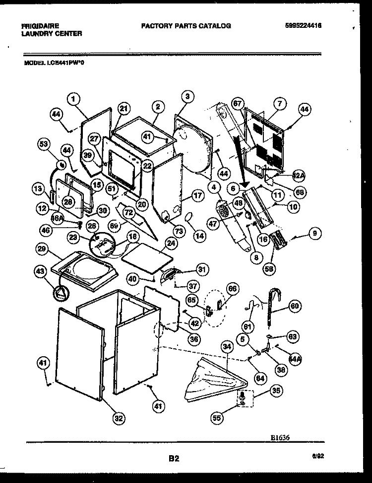CABINET PARTS AND HEATER Diagram and Parts List for LCE441PL0  Frigidaire Washer