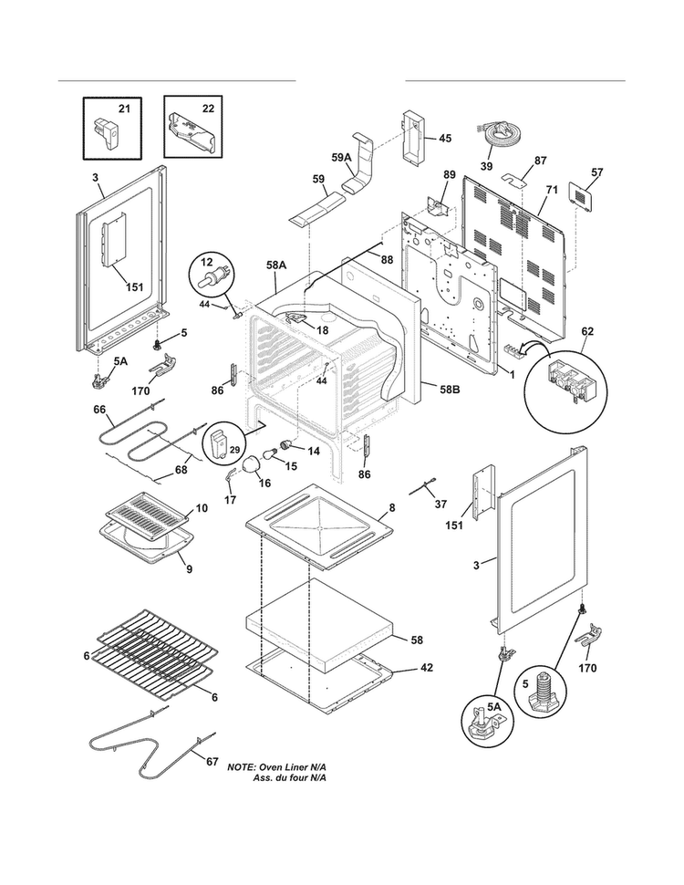 Body Diagram and Parts List for CFEF3048LSH  Frigidaire Range