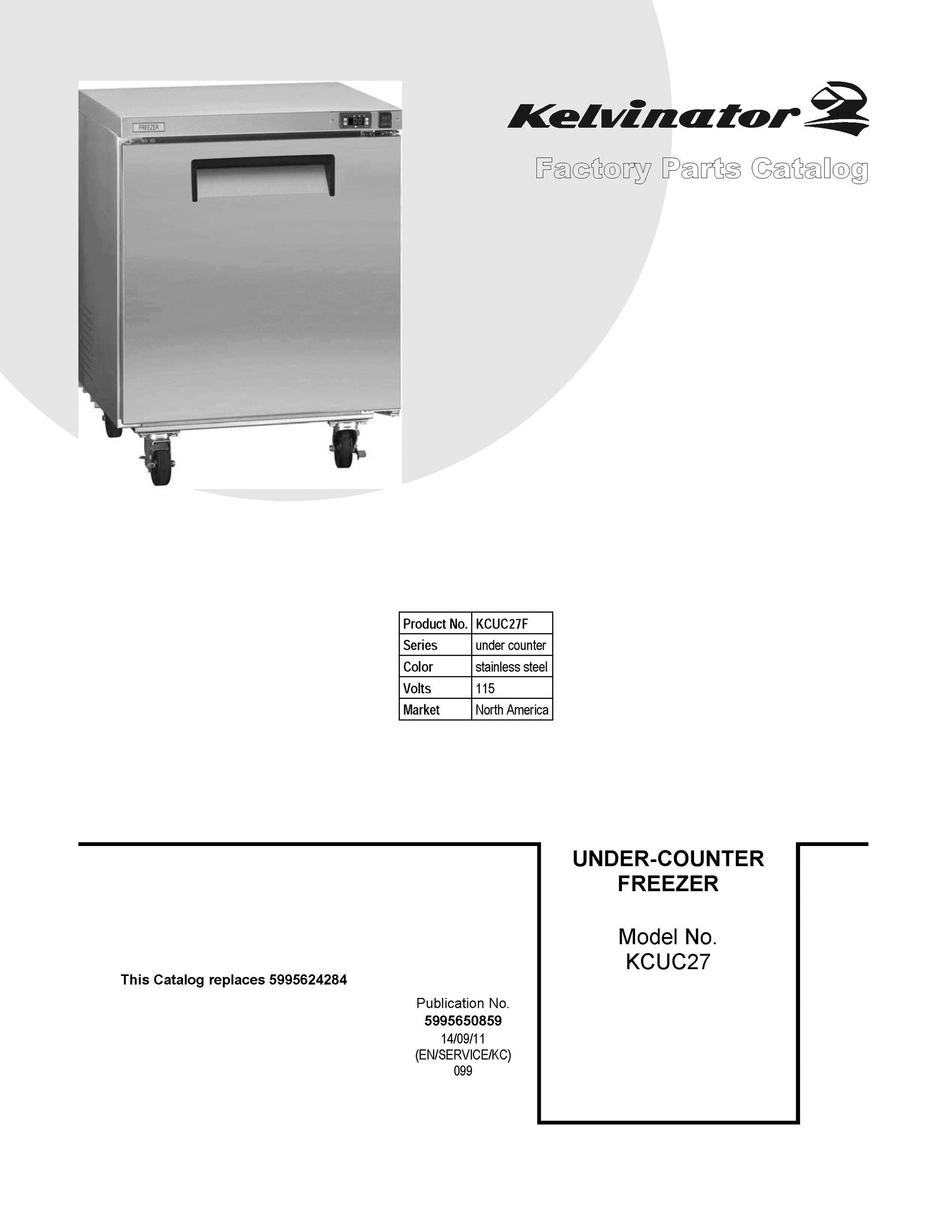 01 - COVER SHEET Diagram and Parts List for KCUC27F  Frigidaire Freezer