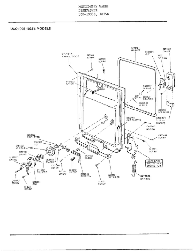 Dishwasher Page 3 Diagram and Parts List for 1005  Frigidaire Dishwasher