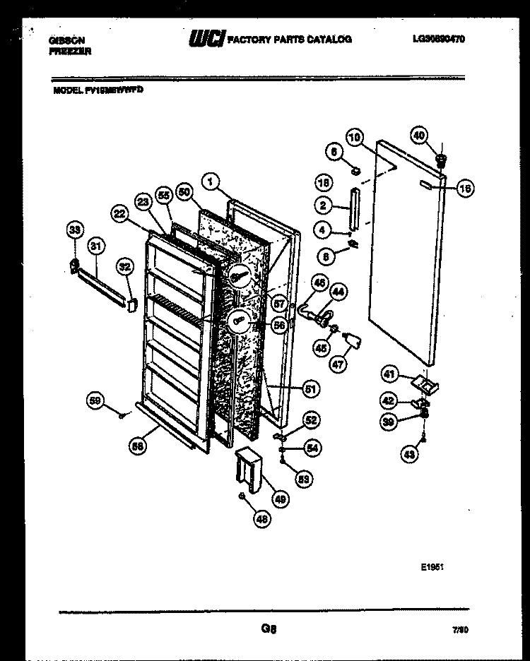 DOOR PARTS Diagram and Parts List for FV19M8WWFD  Gibson Freezer