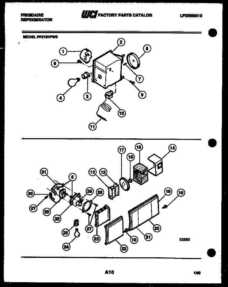 REFRIGERATOR CONTROL ASSEMBLY, DAMP Diagram and Parts List for FPZ19VFA0  Frigidaire Refrigerator
