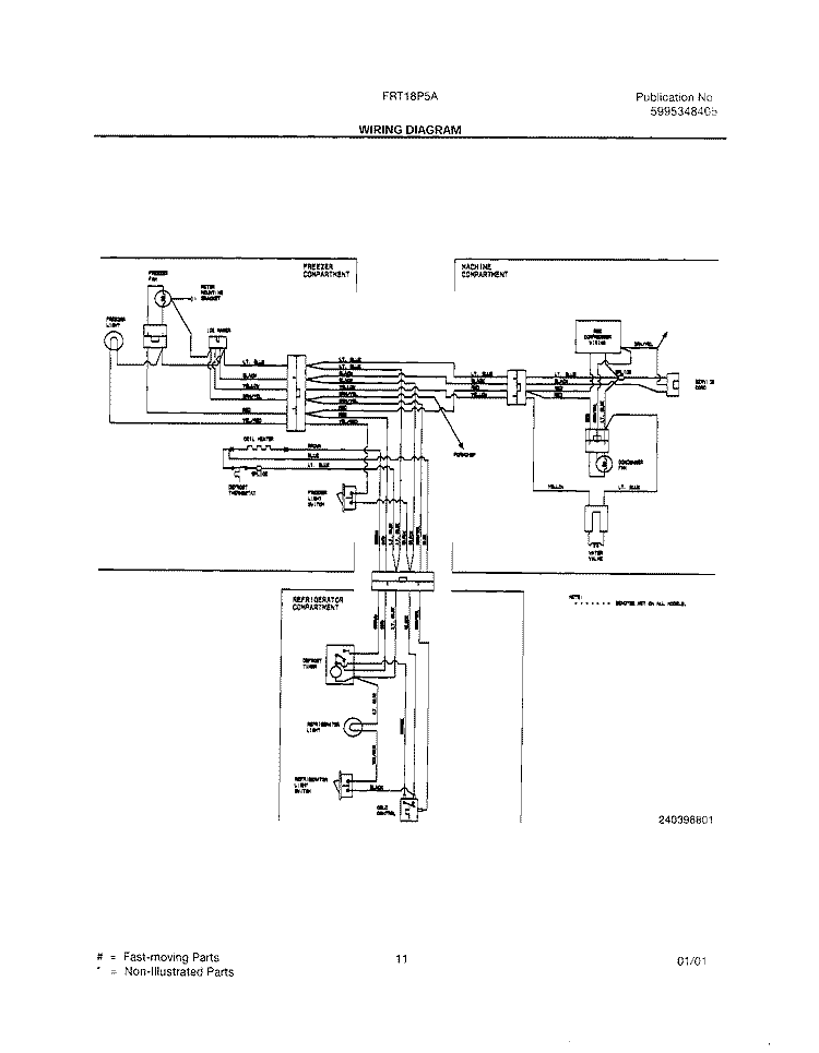 WIRING DIAGRAM Diagram and Parts List for FRT18P5AW0  Frigidaire Refrigerator