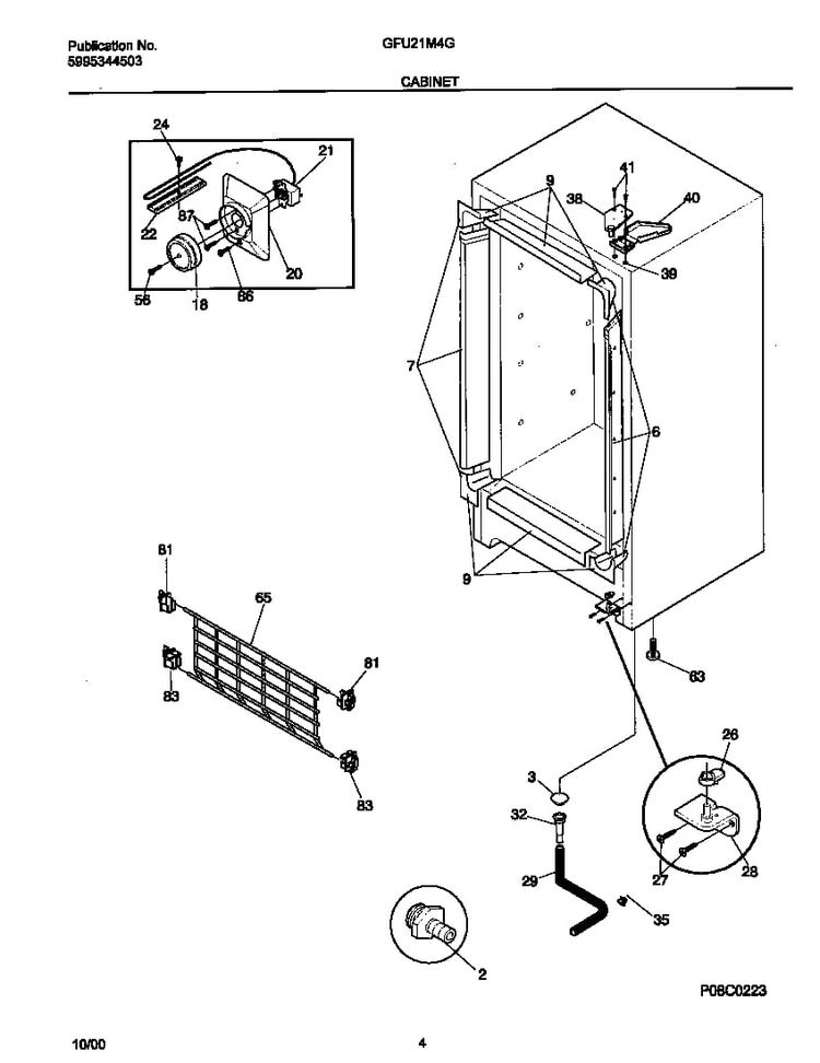 Cabinet Diagram and Parts List for GFU21M4GW1  Gibson Freezer