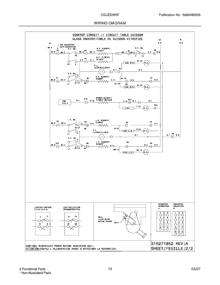 WIRING DIAGRAM Diagram and Parts List for CGLES385FS3  Frigidaire Wall Oven