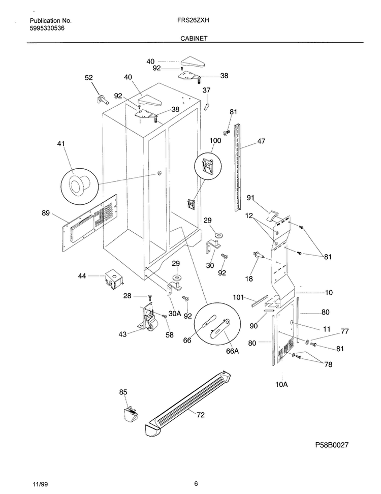 Cabinet Diagram and Parts List for OEMF3-FRS26ZXHD2  Frigidaire Refrigerator