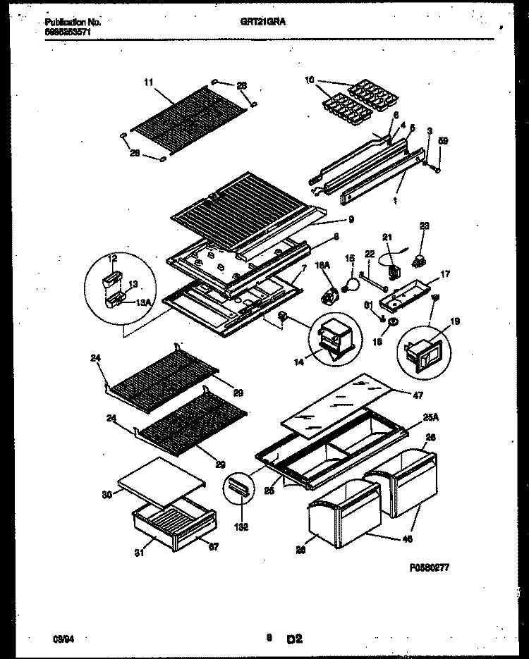 SHELVES AND SUPPORTS Diagram and Parts List for GRT21GRAD0  Gibson Refrigerator