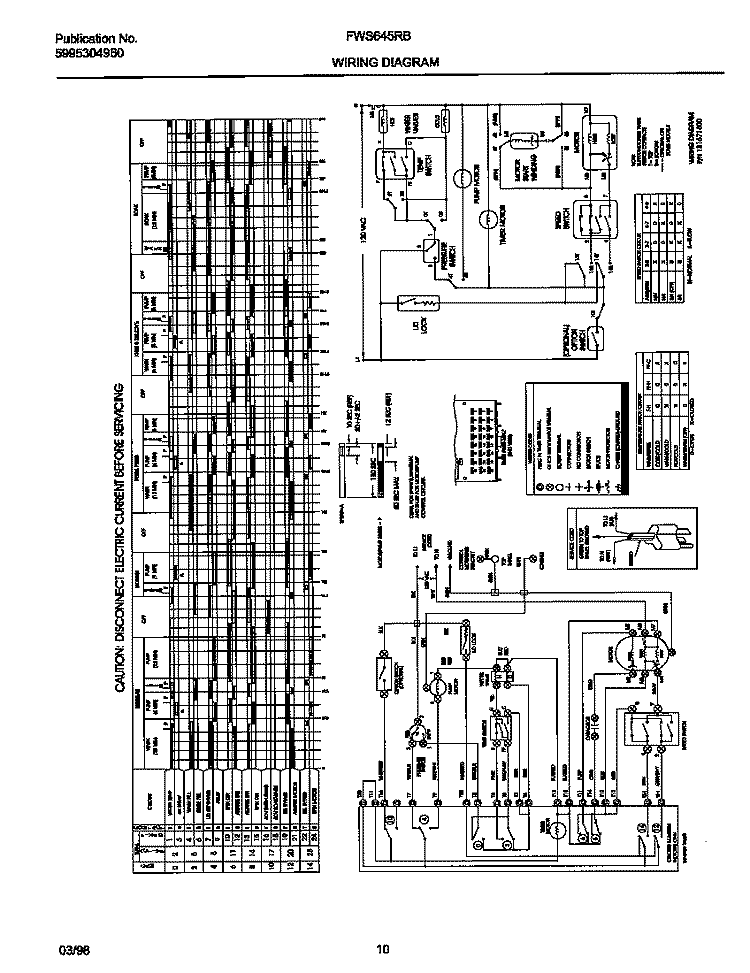 WIRING DIAGRAM Diagram and Parts List for FWS645RBS5  Frigidaire Washer