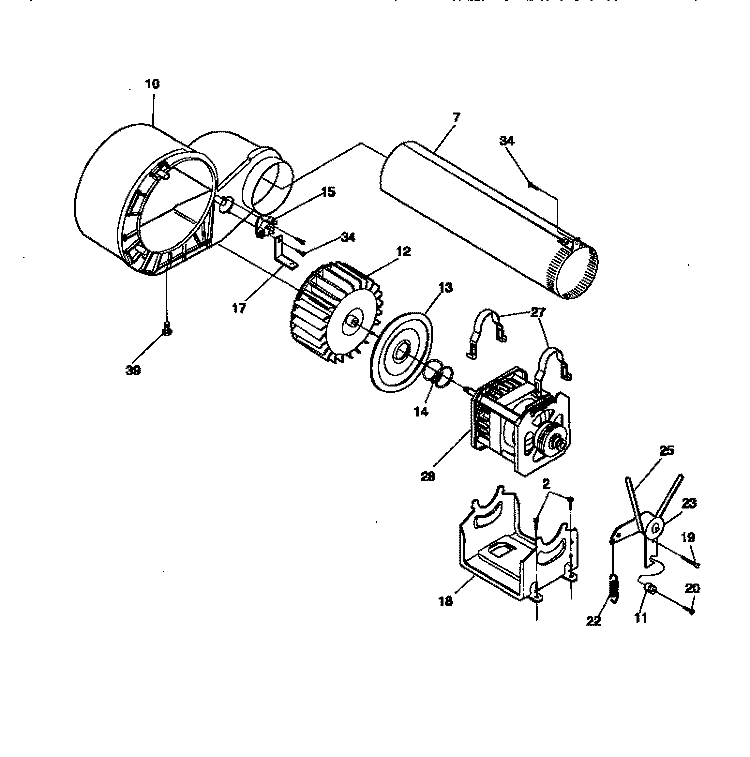 MOTOR Diagram and Parts List for MDG116RBW1  Frigidaire Dryer