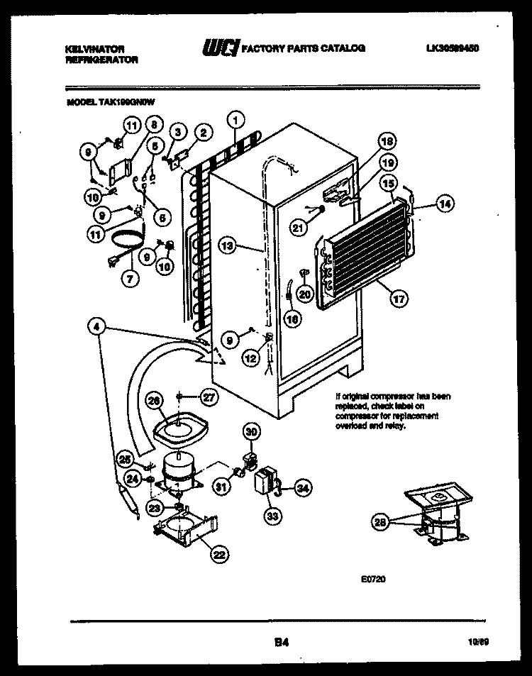 SYSTEM AND AUTOMATIC DEFROST PARTS Diagram and Parts List for TAK190GN0F  Kelvinator Refrigerator