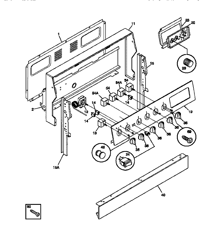 BACKGUARD Diagram and Parts List for TEF354BCWA  Tappan Range