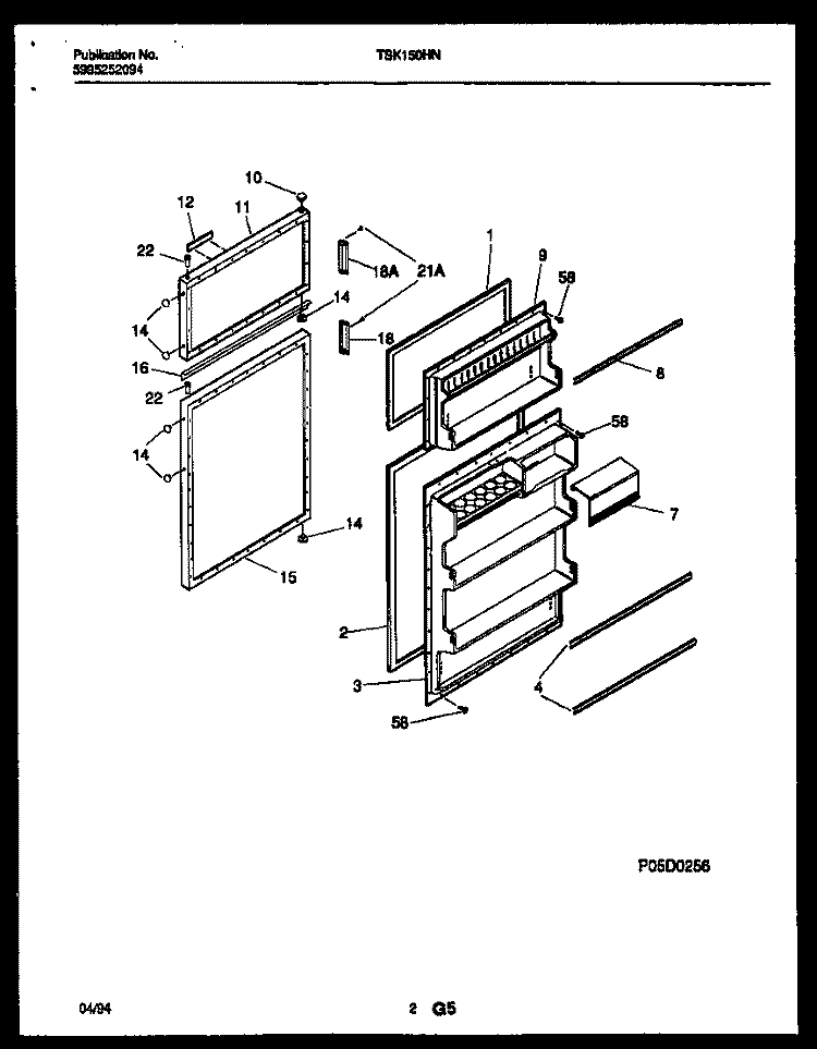 DOOR PARTS Diagram and Parts List for TSK150HN3D  Kelvinator Refrigerator