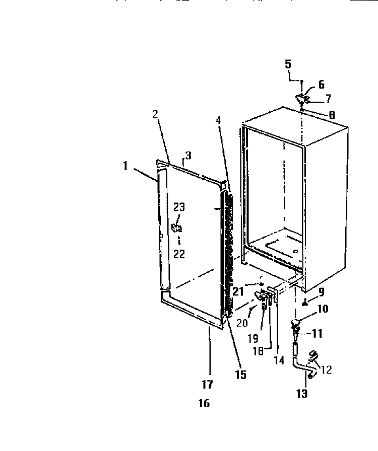 CABINET Diagram and Parts List for FU161JRW1  Frigidaire Freezer