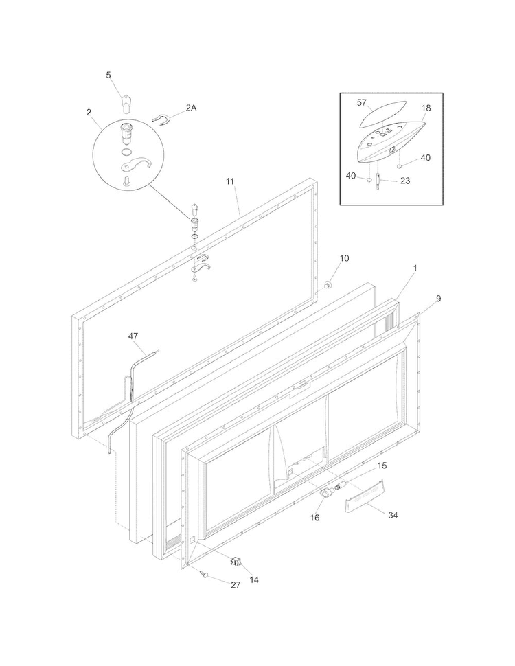 Door Diagram and Parts List for GLFC1526FWA  Frigidaire Freezer