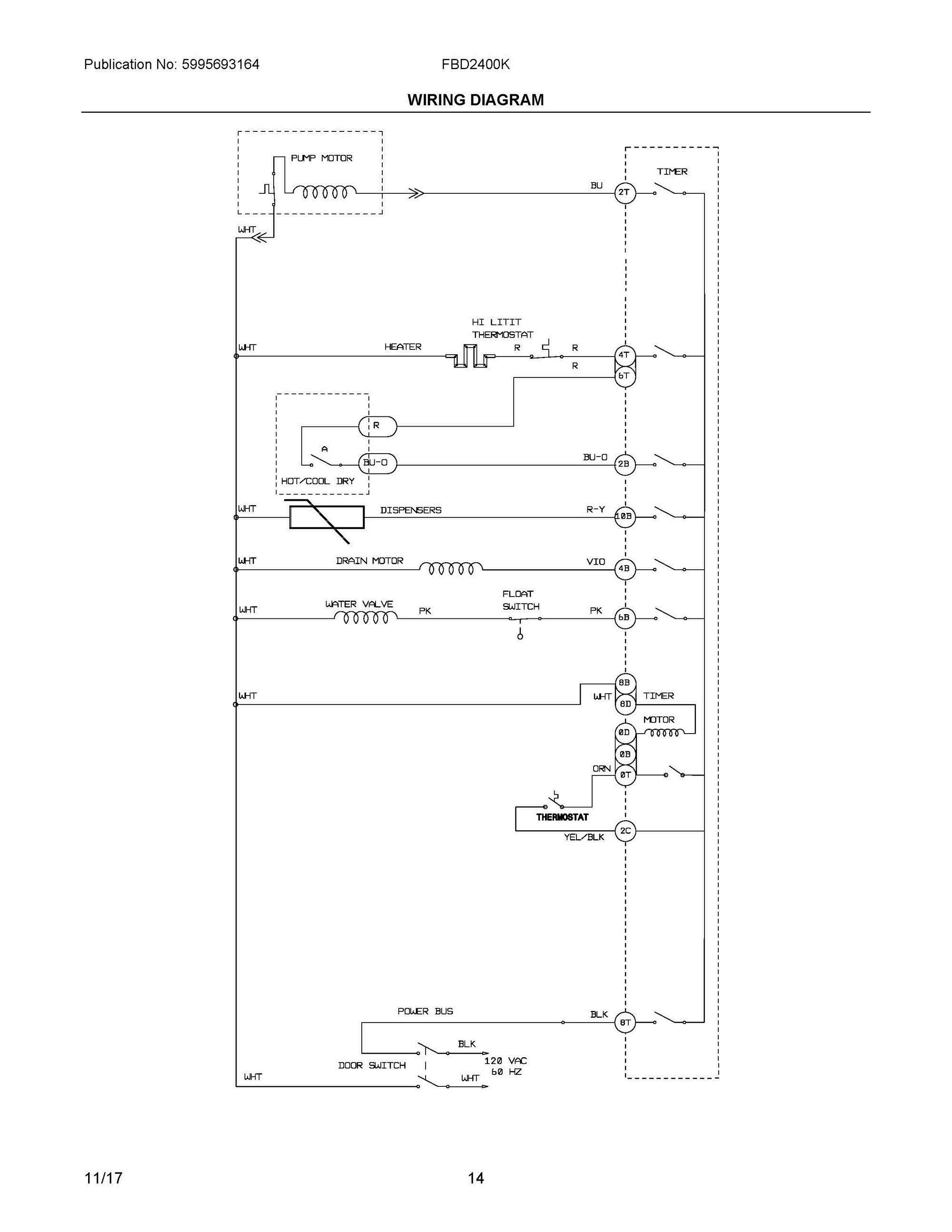 08 - WIRING DIAGRAM Diagram and Parts List for FBD2400KS9B  Frigidaire Dishwasher