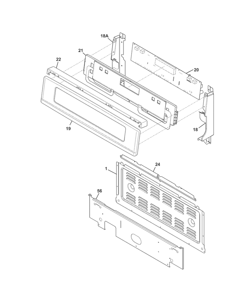 Backguard Diagram and Parts List for CGEF308TNF1  Frigidaire Range