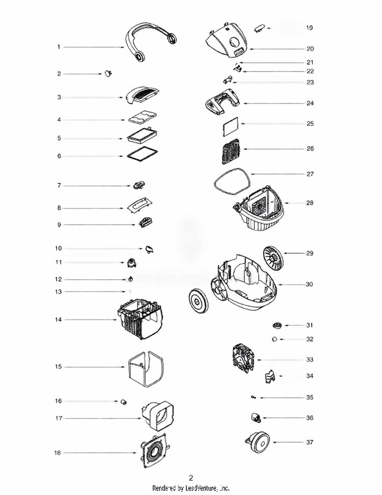 Parts Diagram and Parts List for EL6986B  Electrolux Canister Vacuum